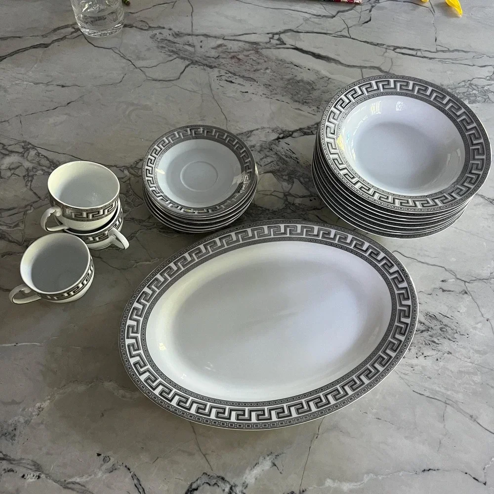 Casati‎ Bavaria Greek Key Silver Pewter dish assortment
